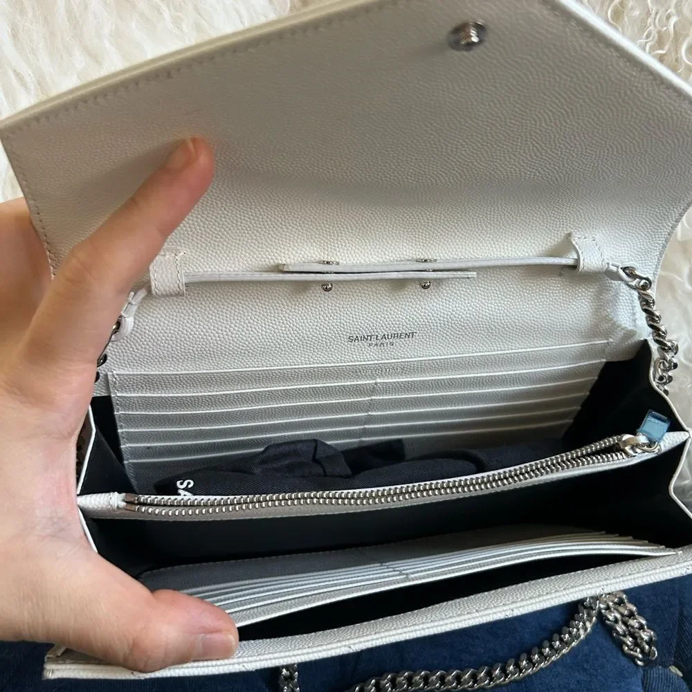 Yves Saint Laurent white wallet on chain with silver hardware - Picture 8 of 8